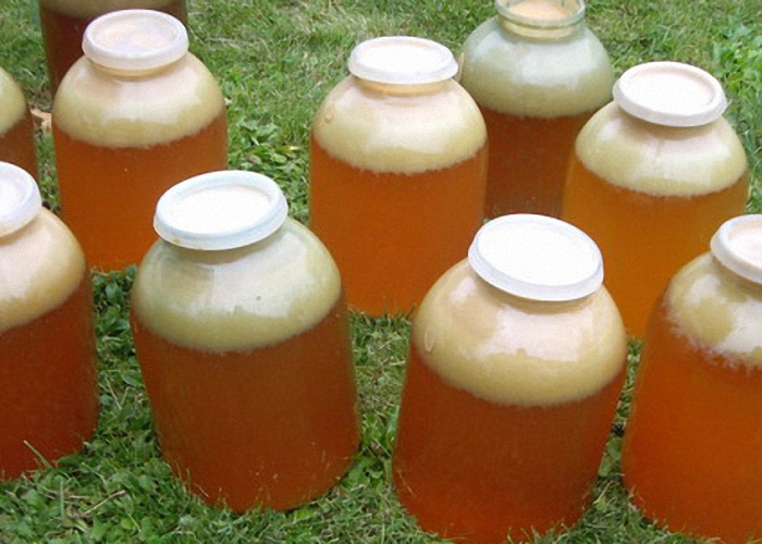 Полученный яблочный сок перелить в трех-пяти литровые банки
